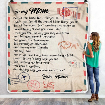 To My Mom Air Mail Personalized Blanket