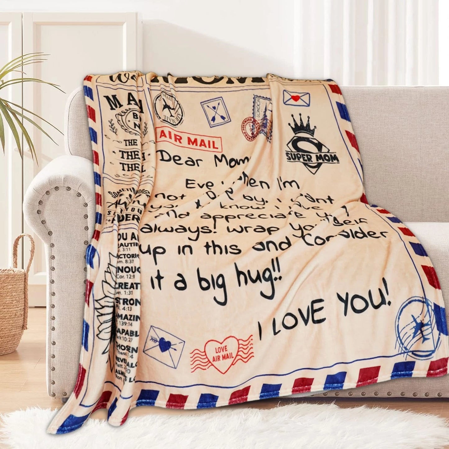 To My Mom Air Mail Blanket For Mom