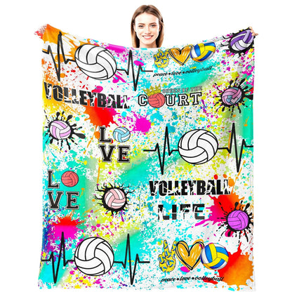 Volleyball Queen Neon Splatter Paint Blanket
