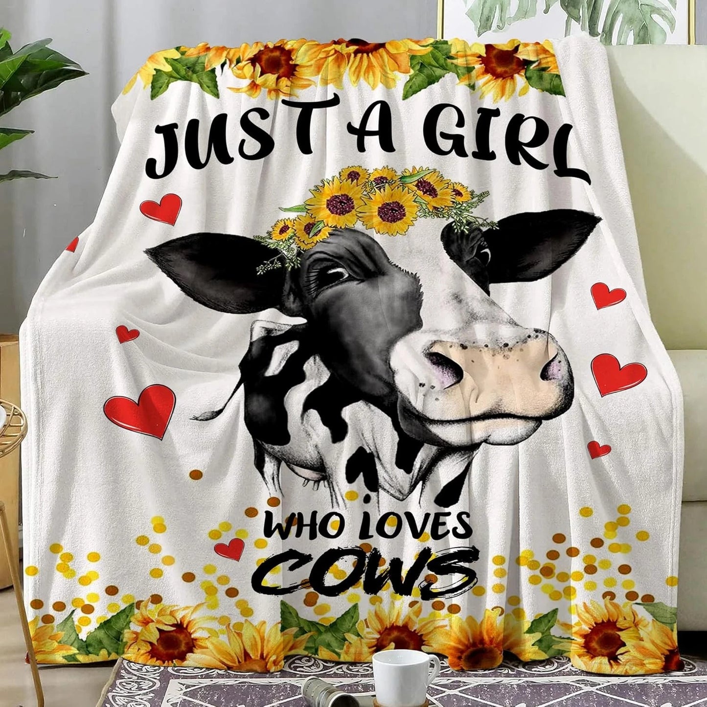 Cow Balnket Sunflower Soft Cozy