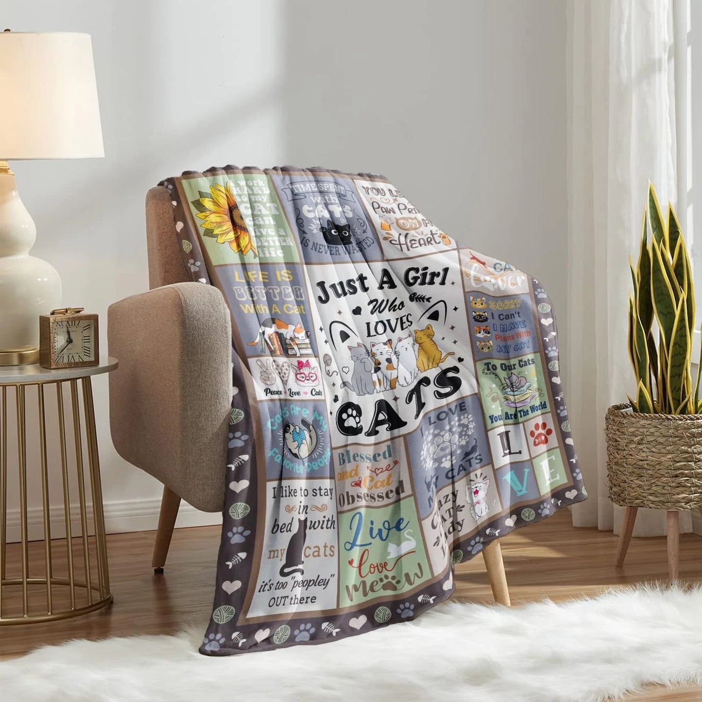 Just A Girl Who Loves Cats Quotes Blanket For Cat
