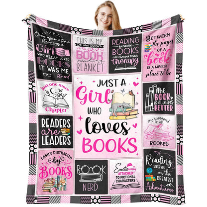 Pink Book Lover Blanket Gift For Girls