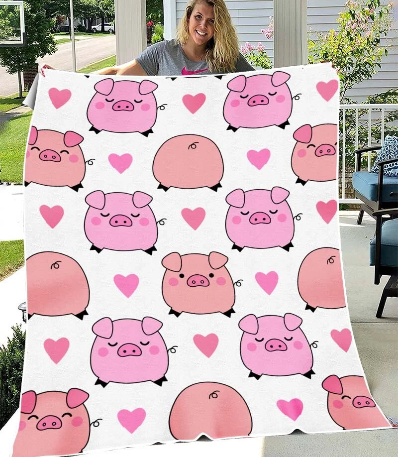 Cute Pink Pig Pattern Blanket Gift