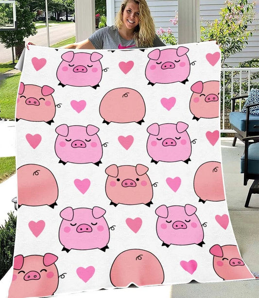 Cute Pink Pig Pattern Blanket Gift