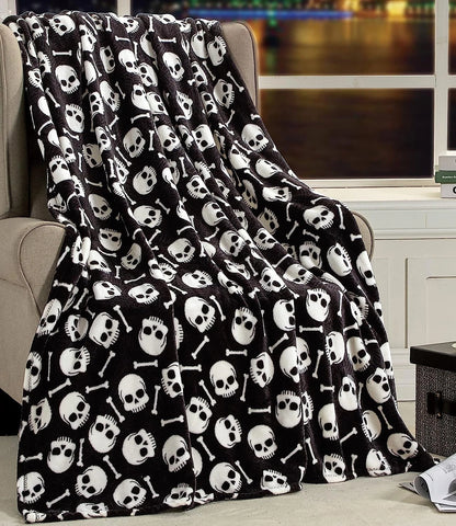 Skull Blanket, Crossbones Goth Decor Throw