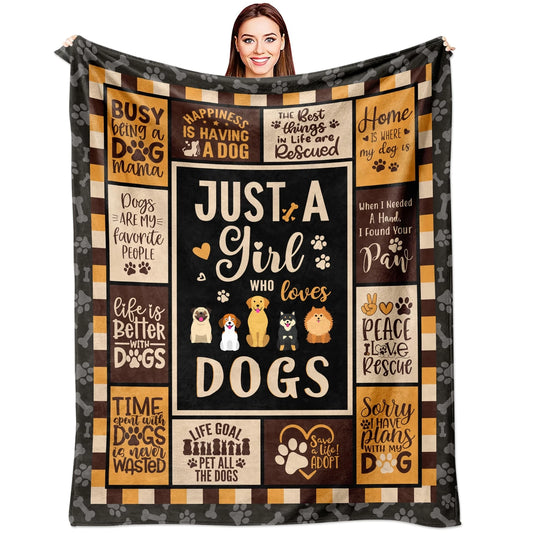 Just A Girl Who Loves Dogs Quotes Blanket