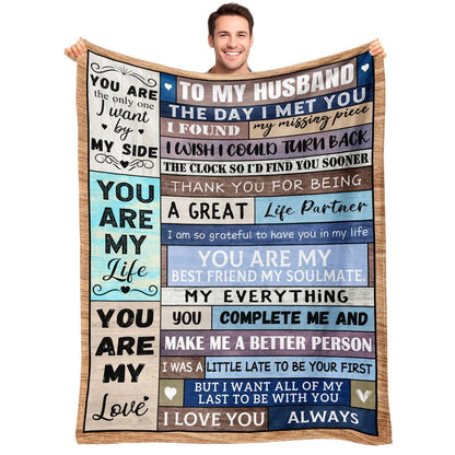 To My Husband Romantic Quotes Couple Blanket