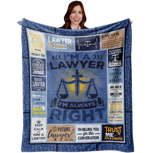 Navy Blue Lawyer I'm Always Right Blanket Gift