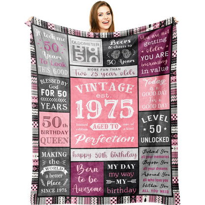 50th Birthday 1975 Vintage Blanket Gift