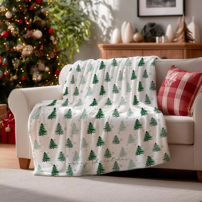 Christmas Tree Blanket, Minimalist Holiday Pine Throw