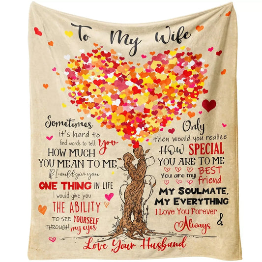 To My Wife Heart Tree Love Quotes Blanket Couple