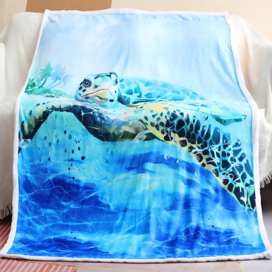 Watercolor Sea Turtle Ocean Art Throw Blanket