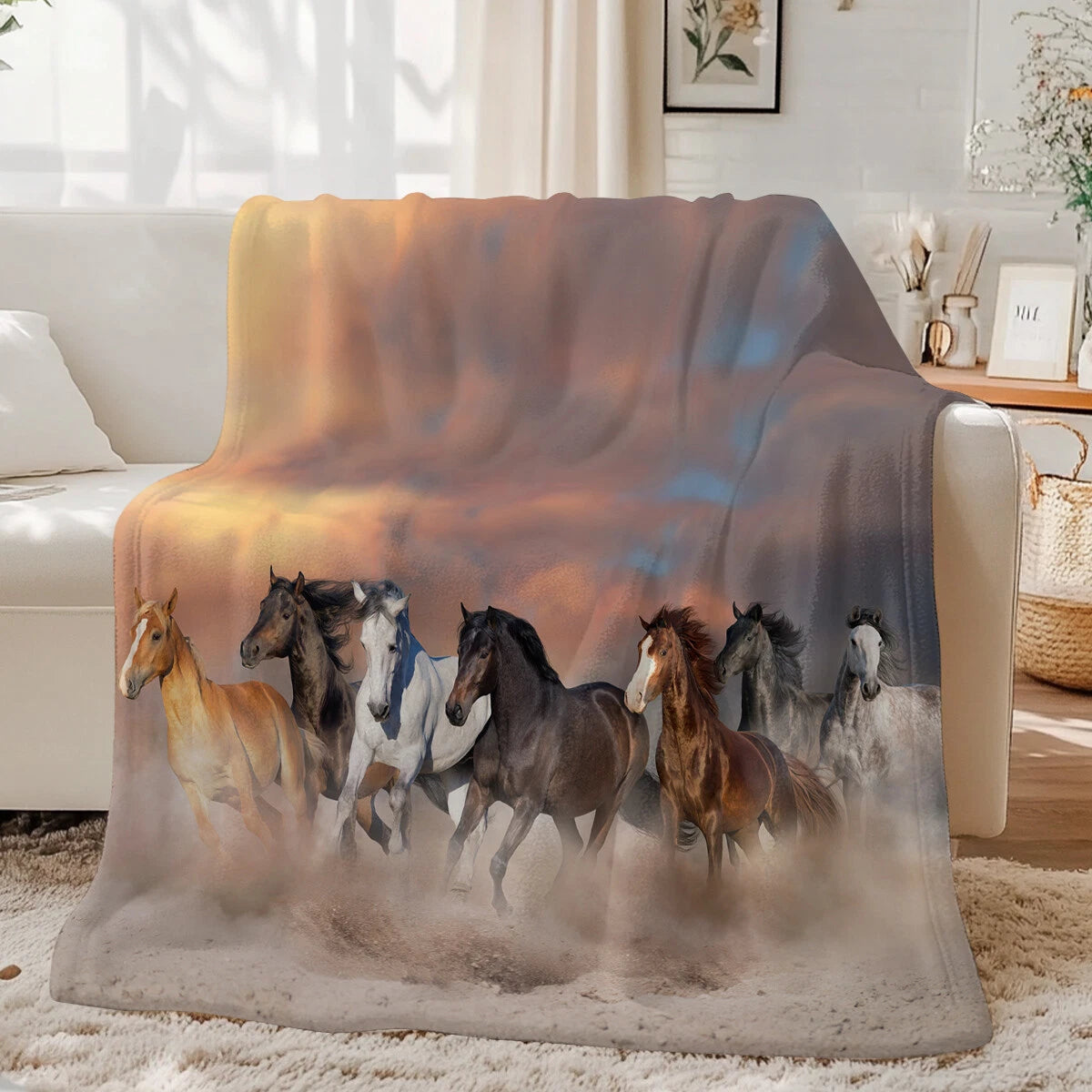 Wild Horse Sunset Blanket, Running Stallion