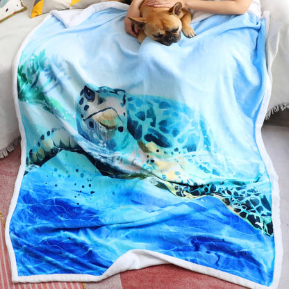 Watercolor Sea Turtle Ocean Art Throw Blanket