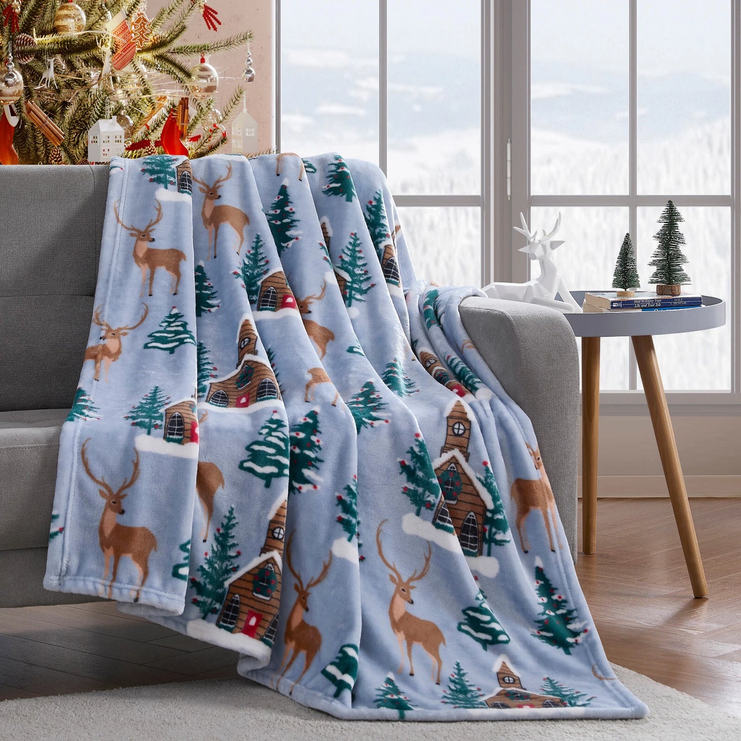 "Prancer" Christmas Reindeer Accent Blanket