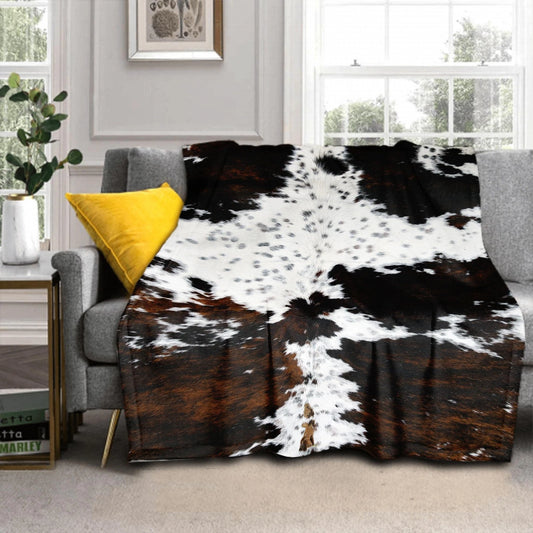 Cow Print Blanket Soft Flannel Lightweight Cowhide Western
