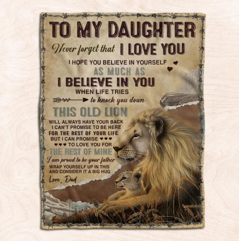To My Daughter Lion Dad Love Blanket For Dad