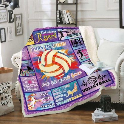 Volleyball Born To Spike Eat Sleep Repeat Blanket