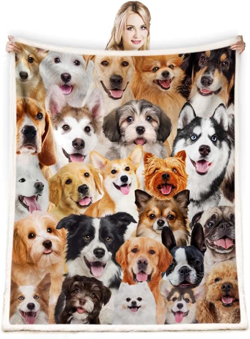Mixed Dog Breeds Photo Collage Blanket