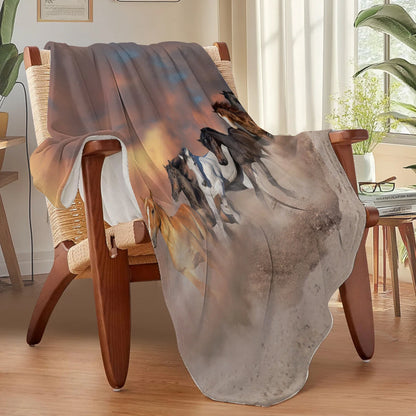 Wild Horse Sunset Blanket, Running Stallion