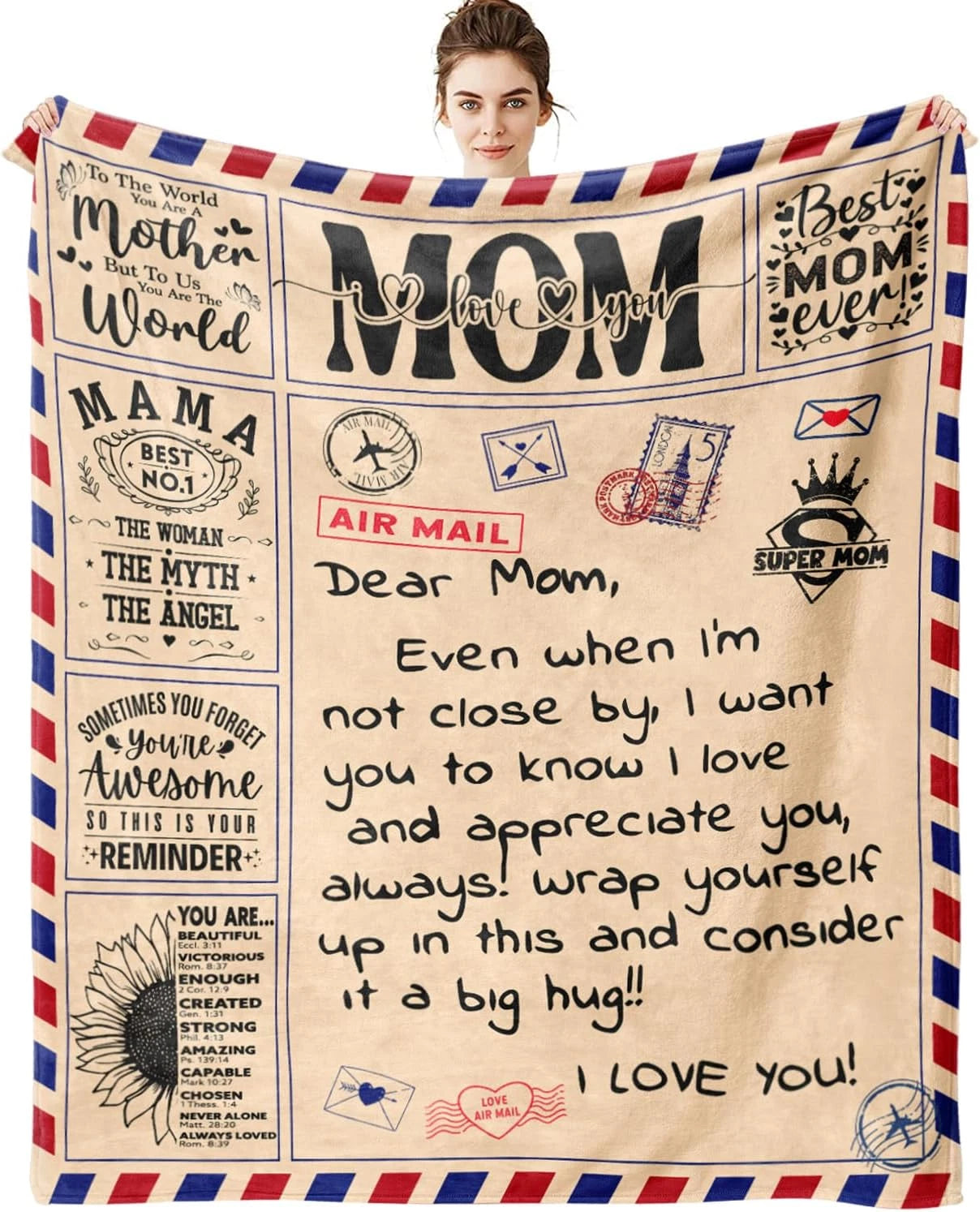 To My Mom Air Mail Blanket For Mom