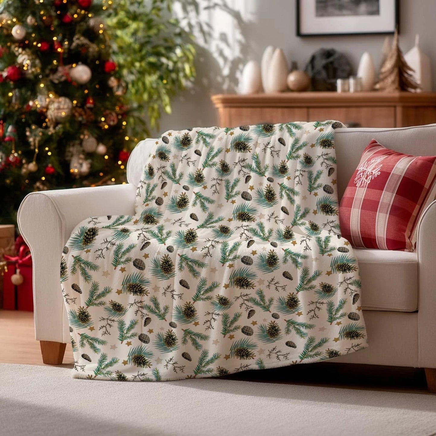 Pine Cone Christmas Holiday Blanket