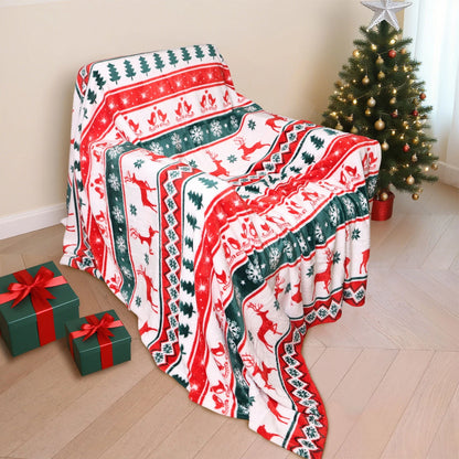 Christmas Reindeer Blanket, Nordic Holiday Throw Decor