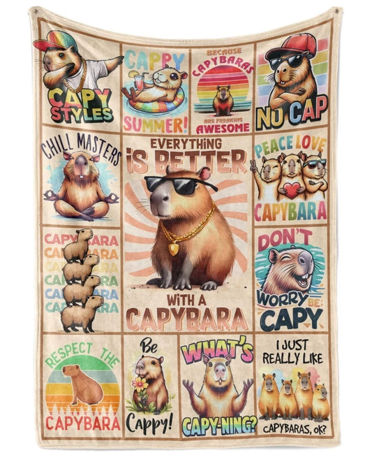 Capybara Gifts for Girls Women Men Capybara Blanket