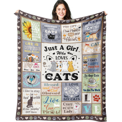 Just A Girl Who Loves Cats Quotes Blanket For Cat