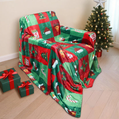 Christmas Pixel Blanket, Cross-Stitch Holiday Throw Decor