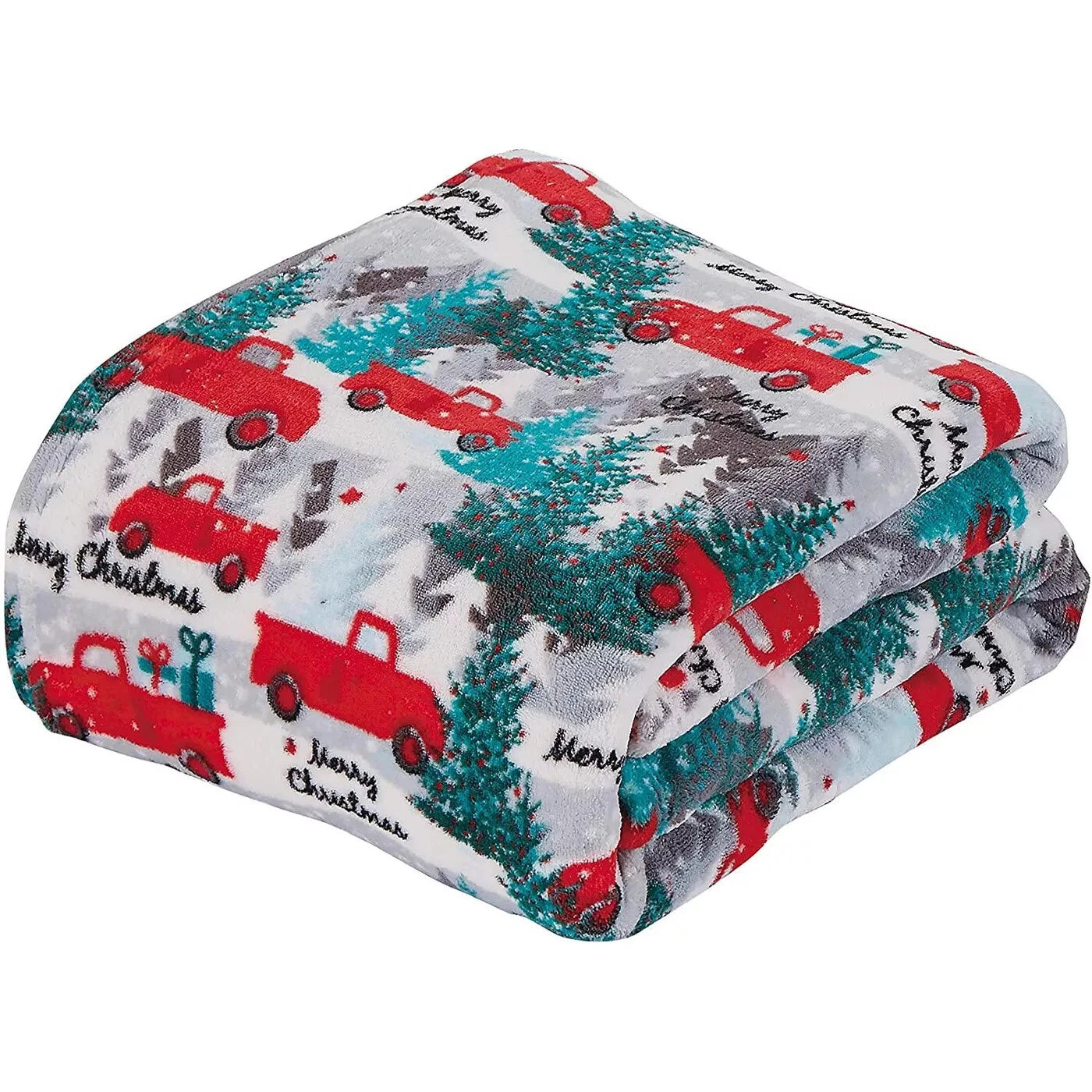 Christmas Truck Blanket, Red Farmhouse Holiday Throw