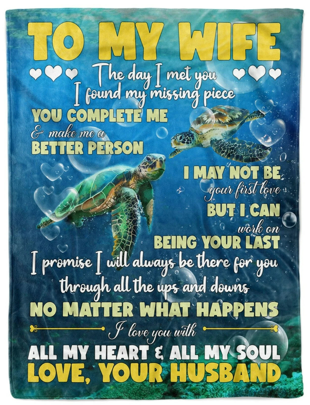 Wife Sea Turtle Missing Piece Blanket Gift