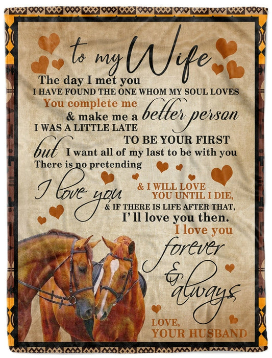 To My Wife Horse Love Blanket For Wife Gift