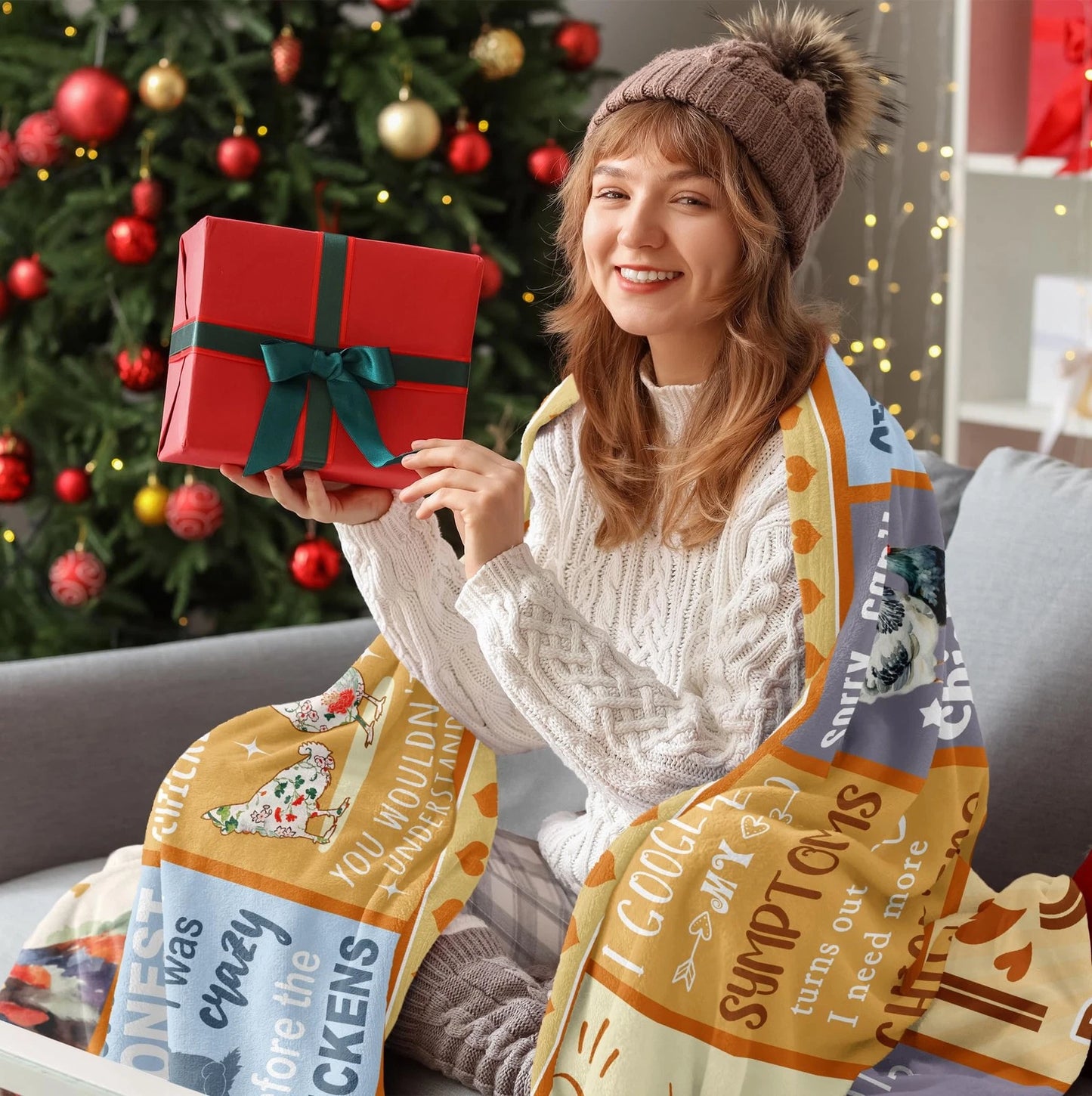 Funny Chicken Blanket, Farmhouse Decor Gift