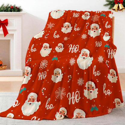 Merry Christmas Blanket Red Ho Ho Xmas Holiday