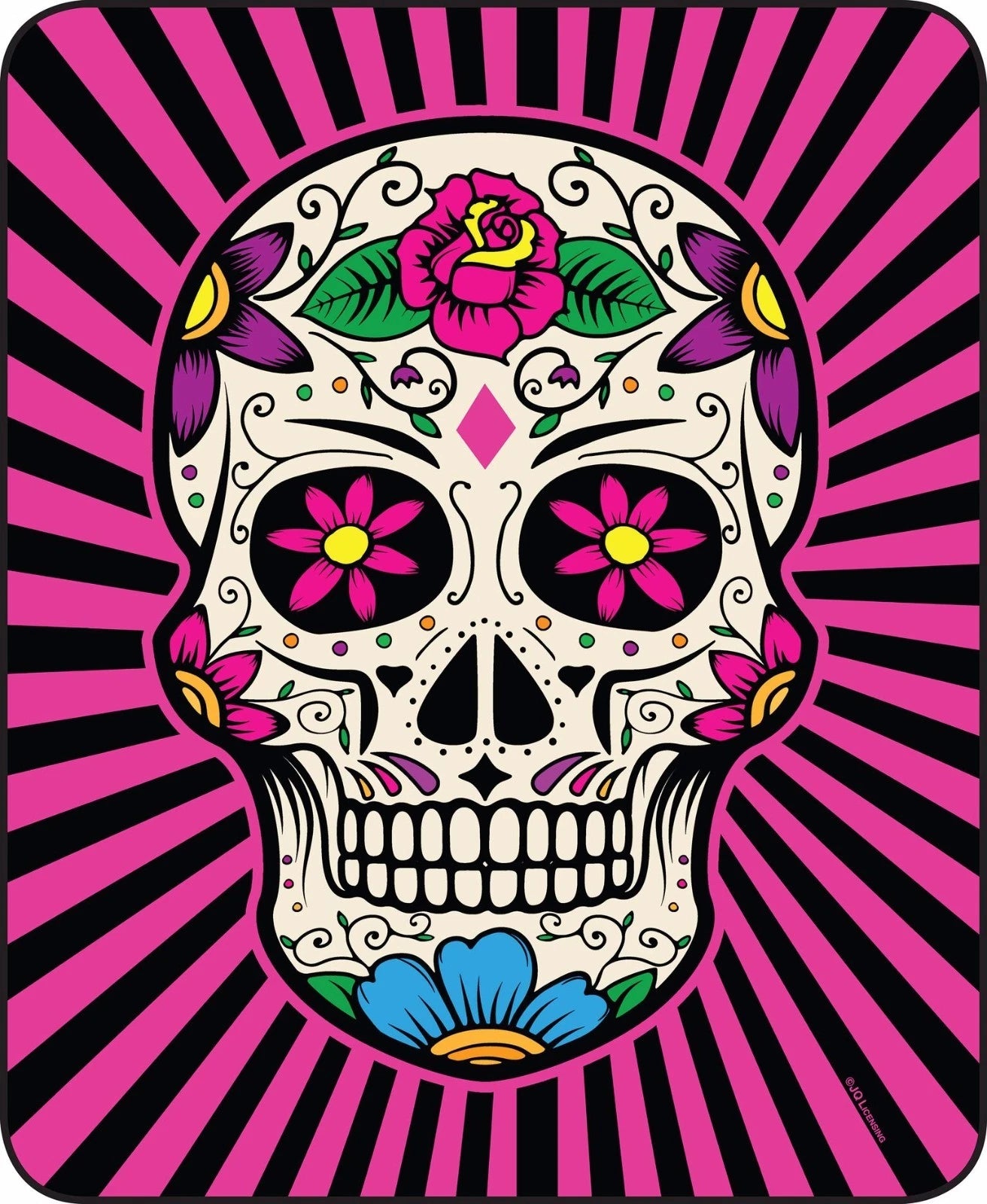 Pink Sugar Skull Day of the Dead Blanket