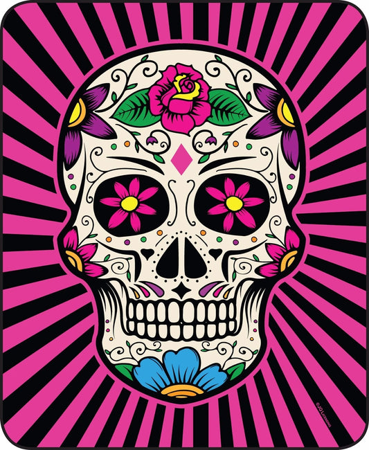 Pink Sugar Skull Day of the Dead Blanket