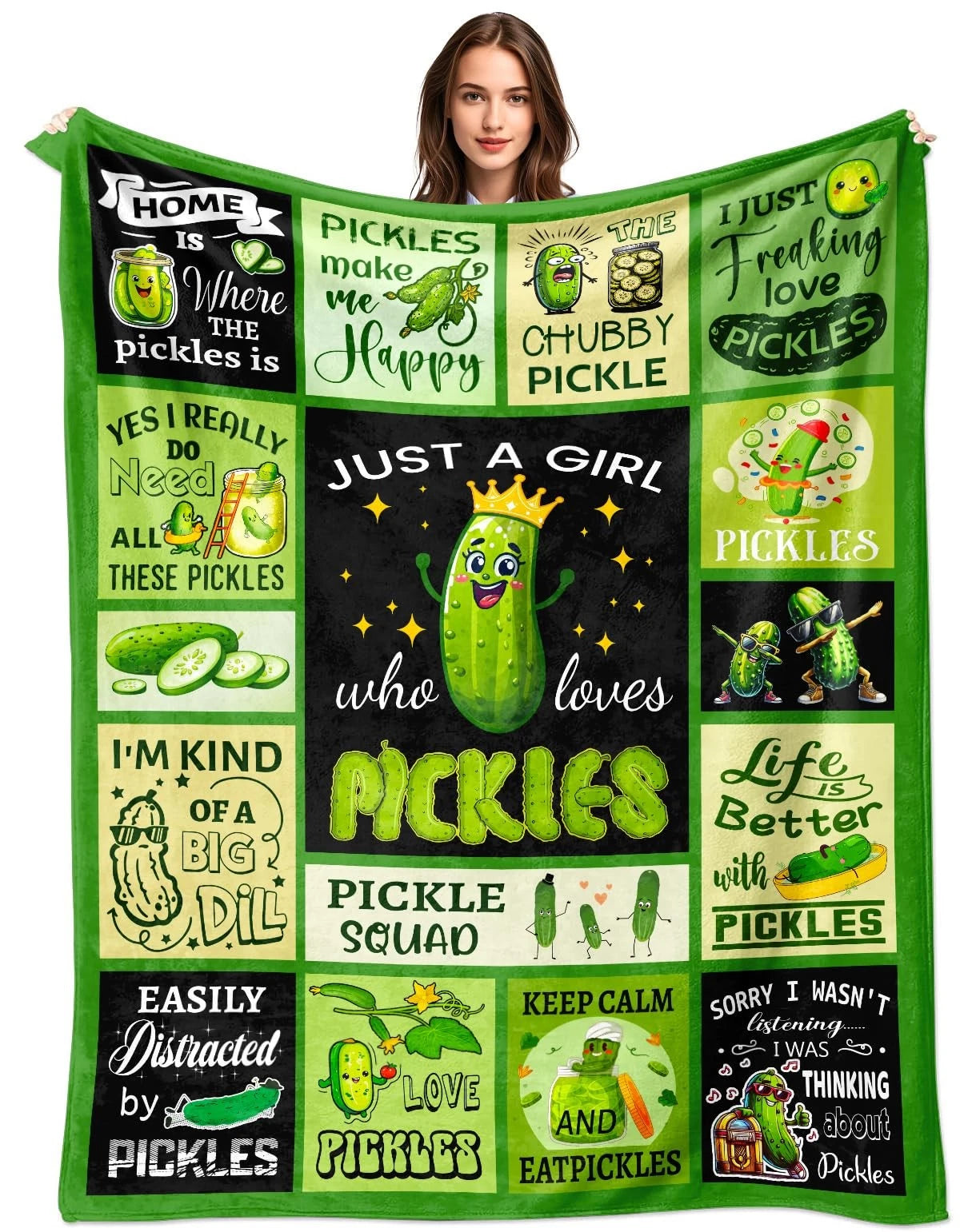 Pickleball Lover Quotes Blanket Funny Green