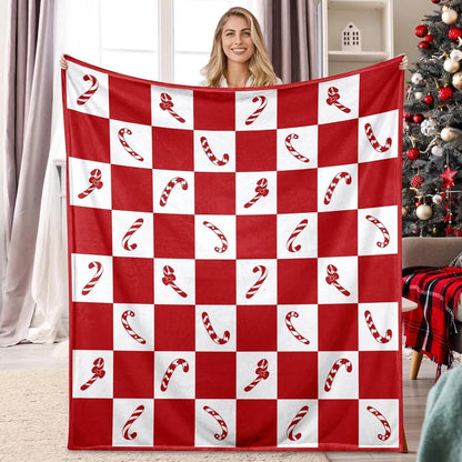 Candy Cane Blanket, Checkered Christmas Holiday Decor