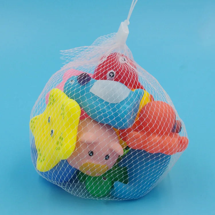 10 Pcs/Set Baby Cute Animals Bath Toy Swimming Water Toys Soft Rubber Float Squeeze Sound Kids Wash Play Funny Gift  (random selection)