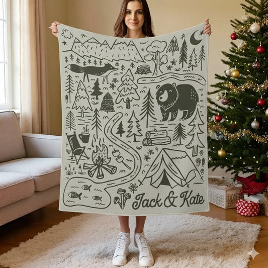 Custom Camping Blanket, Personalized Forest Adventure